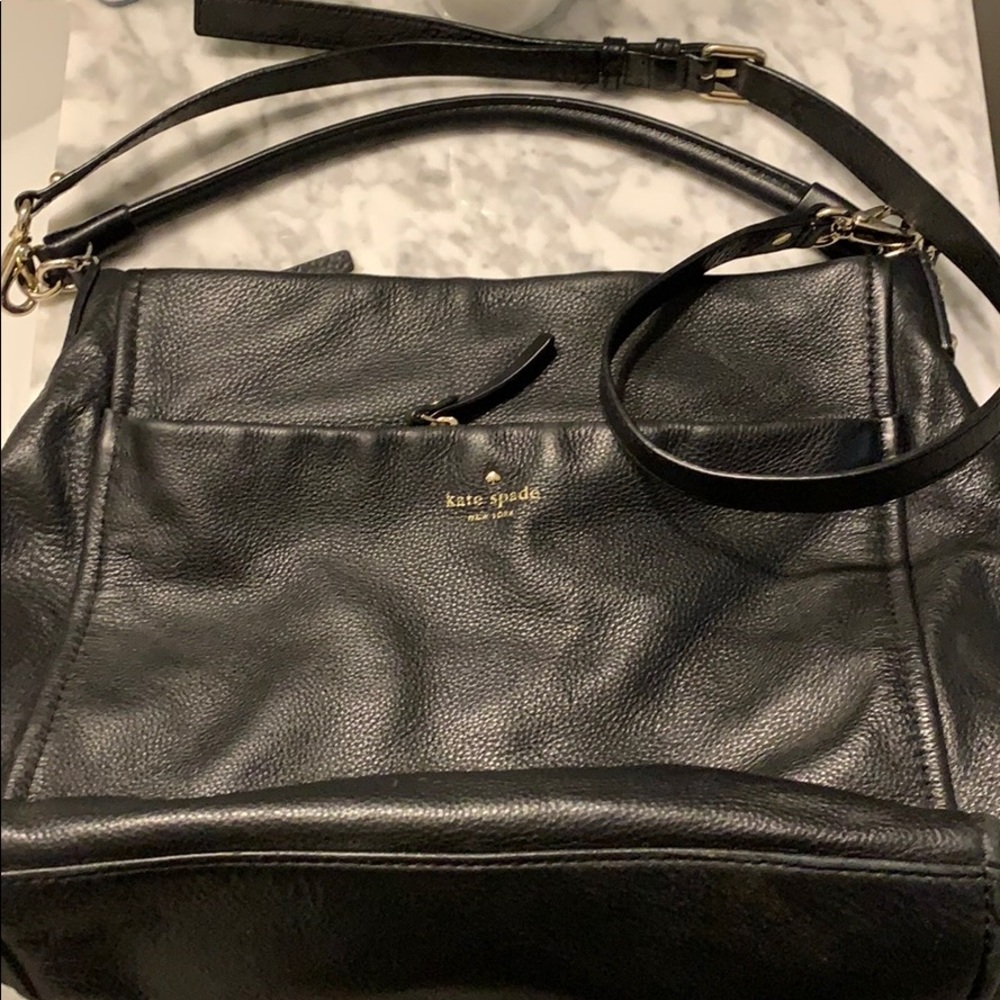 Large black leather kate spade purse
